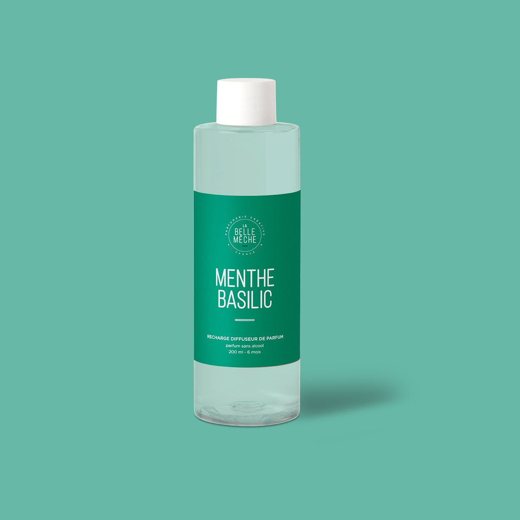 Recharge Diffuseur Menthe Basilic et 10 tiges - La Belle Mèche